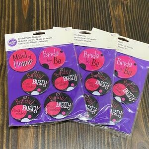 Wilton Bridal Party Buttons in Pink and Black bachelorette party bridal shower